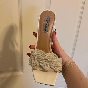 Steve Madden Knotted Cream Mules